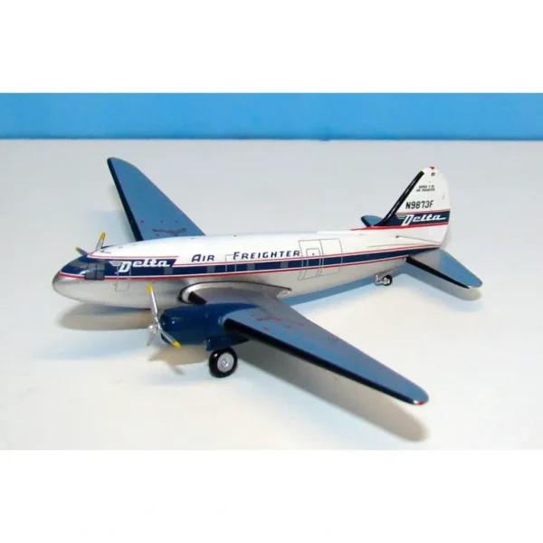 AeroClassics 1:400 Delta Freighter Curtiss C-46 N9873F - Miniature Marvels: Airplane Models & Painted Dice* Airplane Model