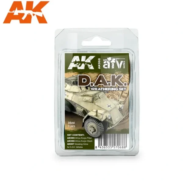 New AFV Series: Afrika Korps Weathering Set LTG AK-068 - Miniature Marvels: Airplane Models & Painted Dice Paint