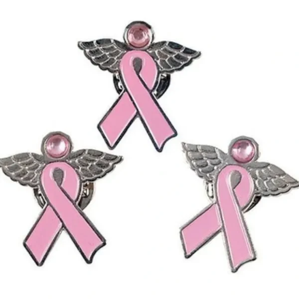 Sale 12 Angel Pins with Wings ~ Pink Ribbon Breast Cancer Awareness Cure Charm Set - Miniature Marvels: Airplane Models & Painted Dice Egpull