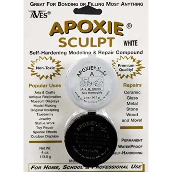 Apoxie Sculpt - 2 Part Modeling Compound (A & B) - 1/4 Pound, White / Stone White - Miniature Marvels: Airplane Models & Painted Dice* Shop All