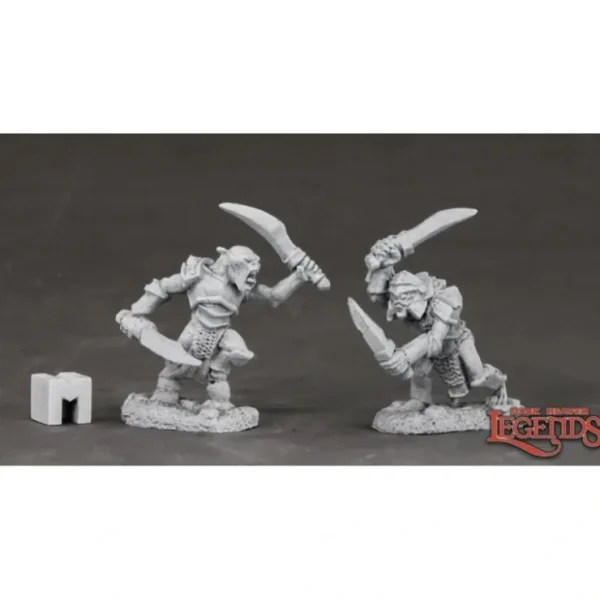 Hot Armored Goblin Swordsmen (2): Dark Heaven Legends RPR 03851 - Miniature Marvels: Airplane Models & Painted Dice Miniature