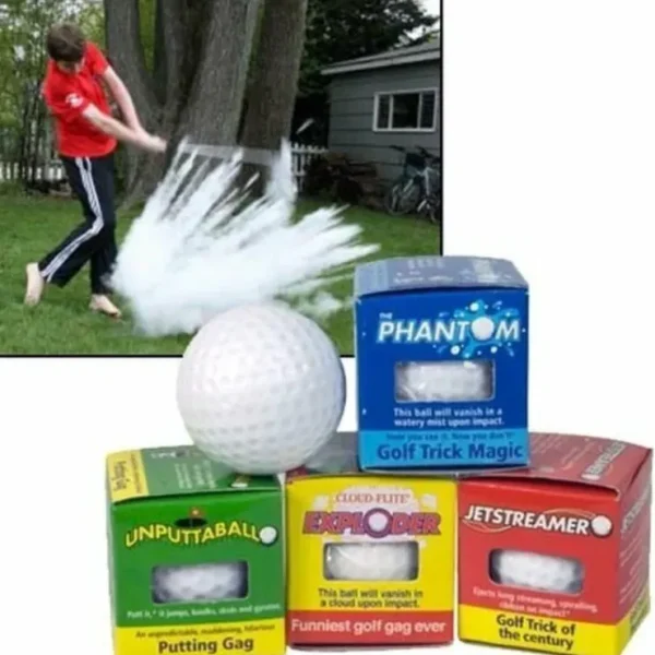 Online 4 Assorted Trick Prank Golf Balls ~ Exploding,Wobble,Mist,Streamer (1 of each) - Miniature Marvels: Airplane Models & Painted Dice Egpull