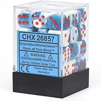 Store Astral Blue-White / Red: Gemini 36d6 12mm Dice Block CHX 26857 - Miniature Marvels: Airplane Models & Painted Dice Dice