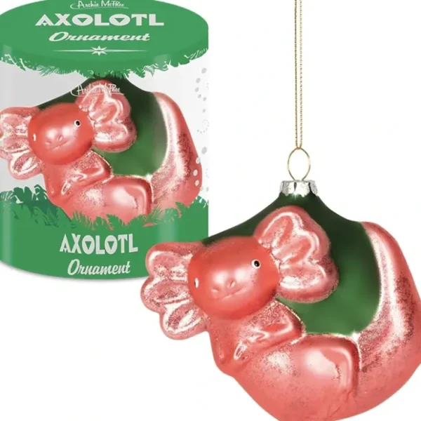 Shop Axolotl Ornament - Christmas Holiday Art Hand-Blown Glass Decor Archie McPhee - Miniature Marvels: Airplane Models & Painted Dice Egpull