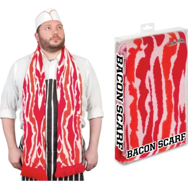 Shop BACON SCARF Large 71" Soft-Knit ~ Funny Gag Gift - Archie McPhee - Miniature Marvels: Airplane Models & Painted Dice Egpull