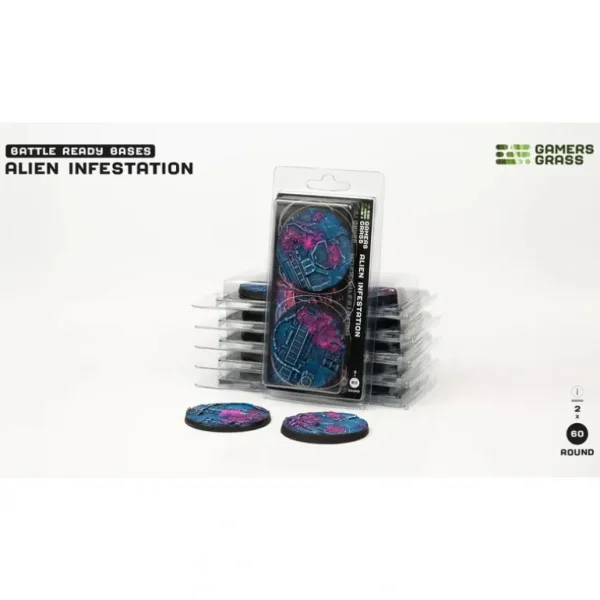 Battle Ready Bases - Alien Infestation: Round 60mm (x2) LTG GSG-GGB-AIR60 - Miniature Marvels: Airplane Models & Painted Dice* Shop All