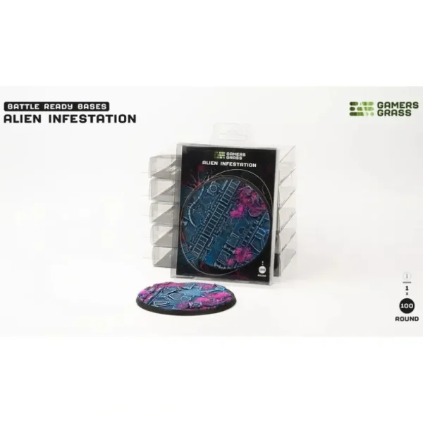 Battle Ready Bases - Alien Infestation: Round 100mm (x1) LTG GSG-GGB-AIR100 - Miniature Marvels: Airplane Models & Painted Dice* Shop All