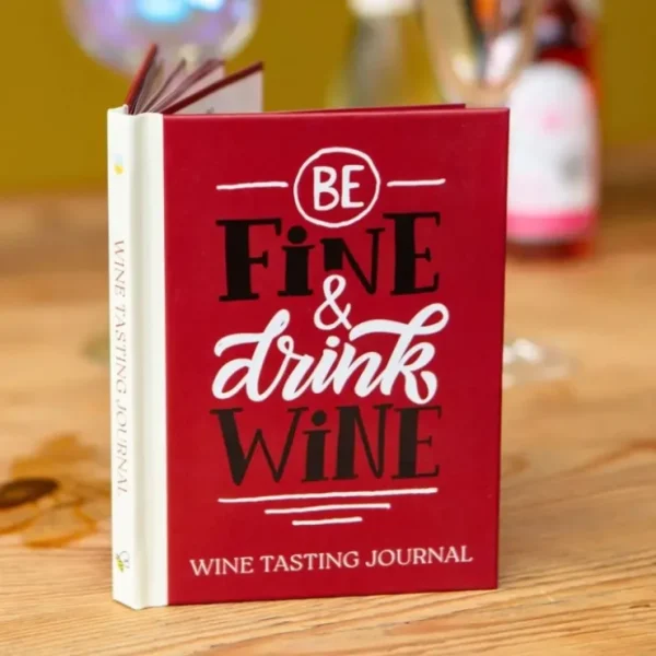 Best "Be Fine and Drink Wine" Wine Tasting Journal Hardcover Book - Novelty Gift - Miniature Marvels: Airplane Models & Painted Dice Egpull