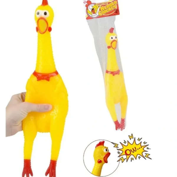 New BIG 16" SCREECHING RUBBER CHICKEN - SQUEAK Sound Squeeze Screaming Dog Child Toy - Miniature Marvels: Airplane Models & Painted Dice Egpull