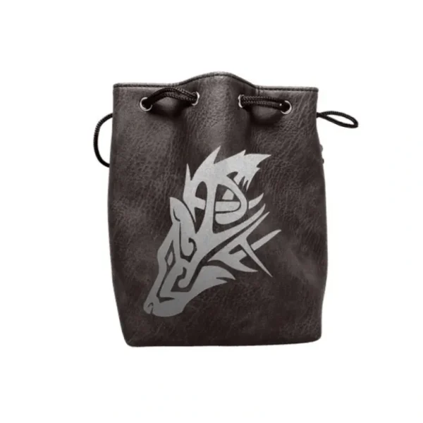 Black Leather Lite Wolf Design Self-Standing Large Dice Bag ERD 548 - Miniature Marvels: Airplane Models & Painted Dice* Shop All