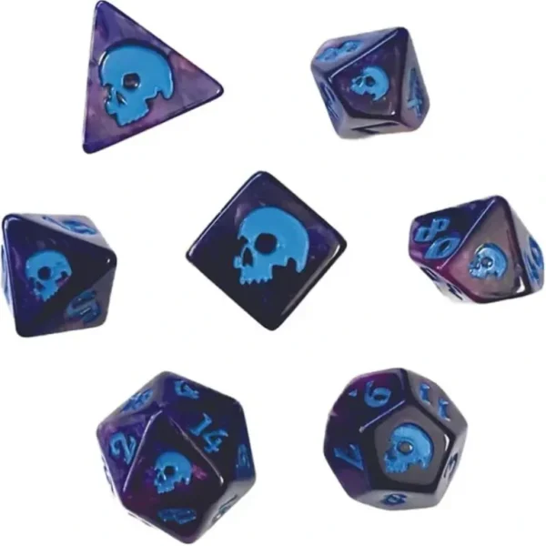 Black Oak Workshop - Black Death - Dreadgloom 7 Set of Dice - Miniature Marvels: Airplane Models & Painted Dice* Shop All