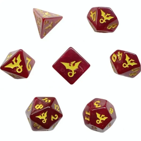 Black Oak Workshop - Dragons - Red 7 Set of Dice - Miniature Marvels: Airplane Models & Painted Dice* Shop All