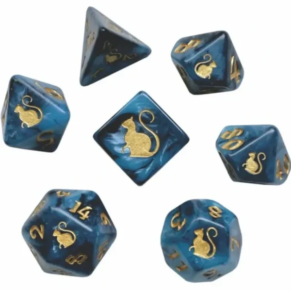 Black Oak Workshop - Kitty Clacks - Bast 7 Set of Dice - Miniature Marvels: Airplane Models & Painted Dice* Shop All