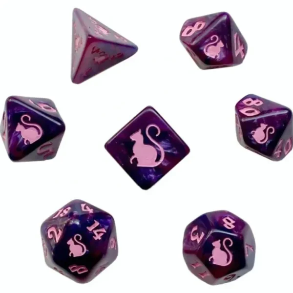 Black Oak Workshop - Kitty Clacks - Cheshire 7 Set of Dice - Miniature Marvels: Airplane Models & Painted Dice* Shop All