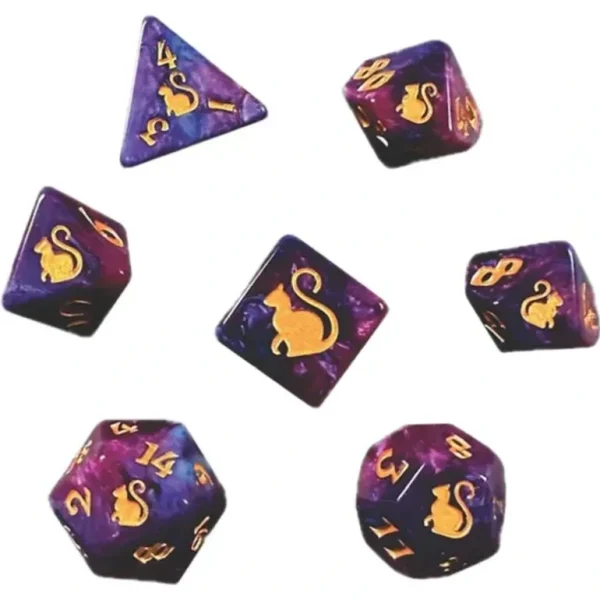 Black Oak Workshop - Kitty Clacks - Fortuna 7 Set of Dice - Miniature Marvels: Airplane Models & Painted Dice* Shop All