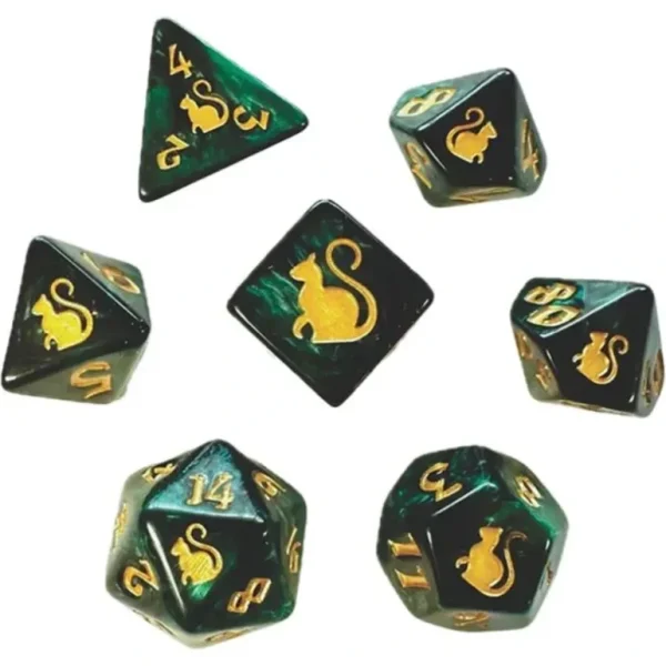 Black Oak Workshop - Kitty Clacks - Loki 7 Set of Dice - Miniature Marvels: Airplane Models & Painted Dice* Shop All