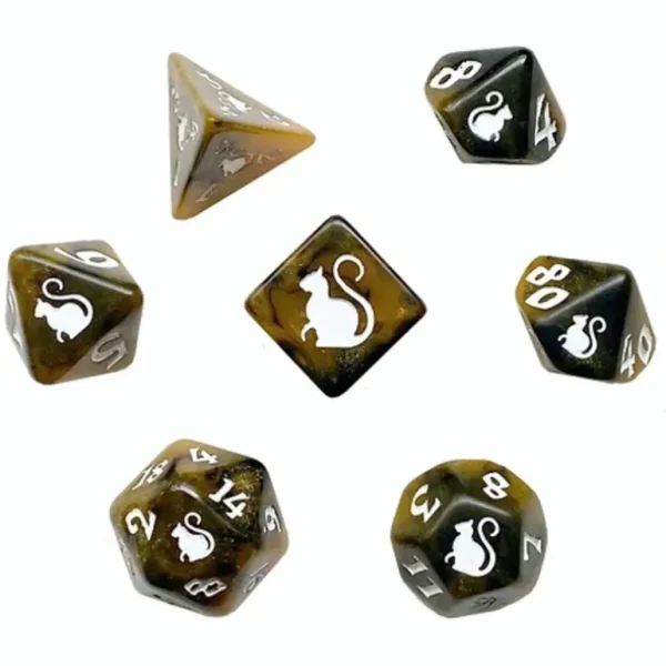 Black Oak Workshop - Kitty Clacks - Tortimer 7 Set of Dice - Miniature Marvels: Airplane Models & Painted Dice* Shop All