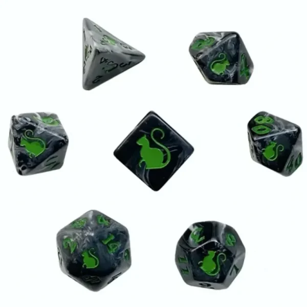 Black Oak Workshop - Kitty Clacks - Trixie 7 Set of Dice - Miniature Marvels: Airplane Models & Painted Dice* Shop All