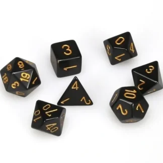 New Black with Gold: Opaque Polyhedral Dice Set (7's) CHX 25428 - Miniature Marvels: Airplane Models & Painted Dice Dice