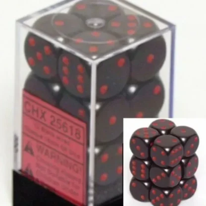 Outlet Black with Red: Opaque 12d6 16mm Dice Set CHX 25618 - Miniature Marvels: Airplane Models & Painted Dice Dice