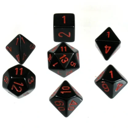 Shop Black with Red: Opaque Polyhedral Dice Set (7's) CHX 25418 - Miniature Marvels: Airplane Models & Painted Dice Dice