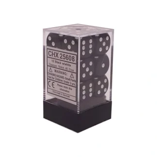 Outlet Black with White: Opaque 12d6 16mm Dice Set CHX 25608 - Miniature Marvels: Airplane Models & Painted Dice Dice