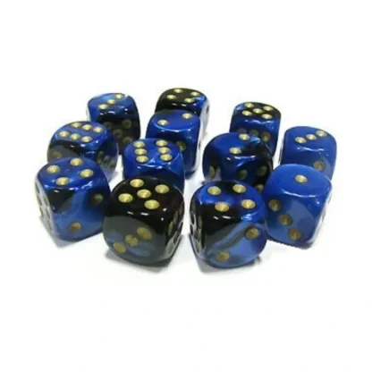 Outlet Black-Blue with Gold: Gemini 12d6 16mm Dice Set CHX 26635 - Miniature Marvels: Airplane Models & Painted Dice Dice