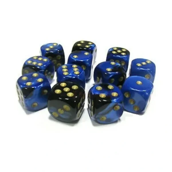 Outlet Black-Blue with Gold: Gemini 12d6 16mm Dice Set CHX 26635 - Miniature Marvels: Airplane Models & Painted Dice Dice