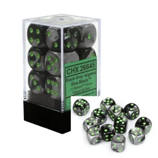 Sale Black-Grey with Green: Gemini 12d6 16mm Dice Set CHX 26645 - Miniature Marvels: Airplane Models & Painted Dice Dice