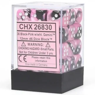 Store Black-Pink / White: Gemini 36d6 12mm Dice Block CHX 26830 - Miniature Marvels: Airplane Models & Painted Dice Dice