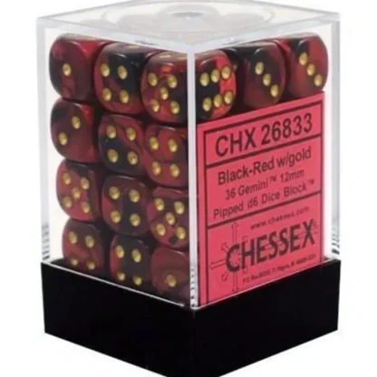 Discount Black-Red / Gold: Gemini 36d6 12mm Dice Block CHX 26833 - Miniature Marvels: Airplane Models & Painted Dice Dice