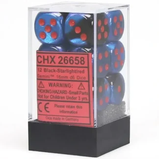 Shop Black-Starlight / Red: Gemini 12d6 16mm Dice Block CHX 26658 - Miniature Marvels: Airplane Models & Painted Dice Dice