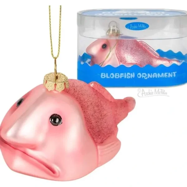 Discount BLOBFISH Ornament - Christmas Holiday Art Hand-Blown Glass Decor Archie McPhee - Miniature Marvels: Airplane Models & Painted Dice Egpull