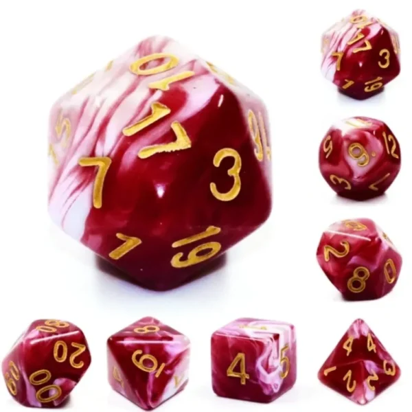 Blood Moon 7pc Set of Dice w/Gold Numbers - Miniature Marvels: Airplane Models & Painted Dice* Shop All