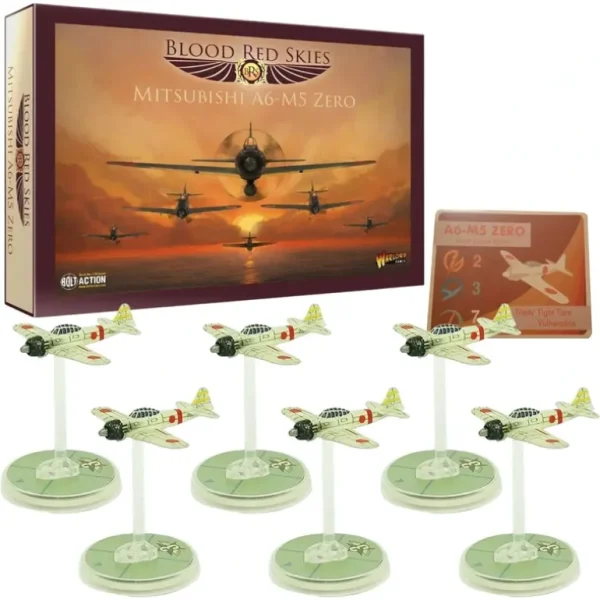 Blood Red Skies - Imperial Japan: Mitsubishi A6-M5 Zero Squadron - Miniature Marvels: Airplane Models & Painted Dice* Shop All