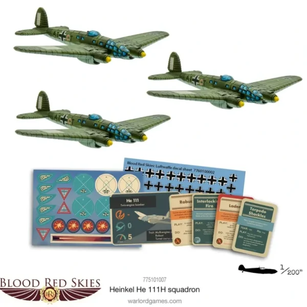 Blood Red Skies - Luftwaffe: Heinkel He 111H Squadron - Miniature Marvels: Airplane Models & Painted Dice* Shop All