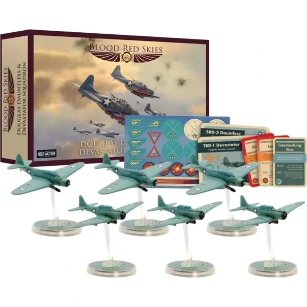 Blood Red Skies - US Air Forces: Douglas Dauntless & Devastator Squadron - Miniature Marvels: Airplane Models & Painted Dice* Shop All