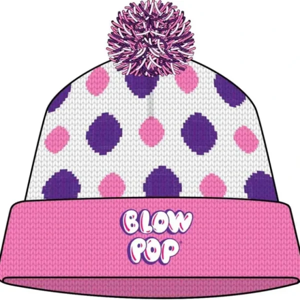 Clearance BLOW POP Candy Pom Pom Beanie Hat - Pink Retro Trendy Skater Winter Soft Cap - Miniature Marvels: Airplane Models & Painted Dice Egpull