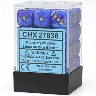 Sale Blue / Gold: Vortex 36d6 12mm Dice Block CHX 27836 - Miniature Marvels: Airplane Models & Painted Dice Dice