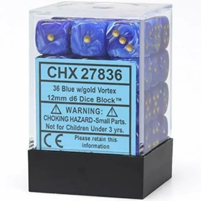 Sale Blue / Gold: Vortex 36d6 12mm Dice Block CHX 27836 - Miniature Marvels: Airplane Models & Painted Dice Dice