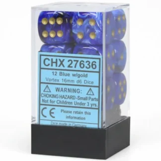 Shop Blue / Gold: Vortex 12d6 16mm Dice Block CHX 27636 - Miniature Marvels: Airplane Models & Painted Dice Dice