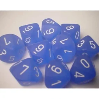 Fashion Blue / White: Frosted d10 Dice Set (10's) CHX 27206 - Miniature Marvels: Airplane Models & Painted Dice Dice