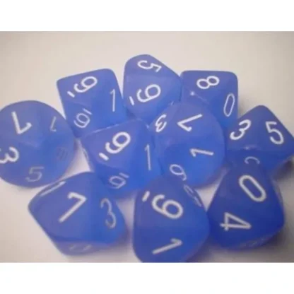 Fashion Blue / White: Frosted d10 Dice Set (10's) CHX 27206 - Miniature Marvels: Airplane Models & Painted Dice Dice