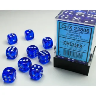 Fashion Blue / White: Translucent 36d6 12mm Dice Block CHX 23806 - Miniature Marvels: Airplane Models & Painted Dice Dice