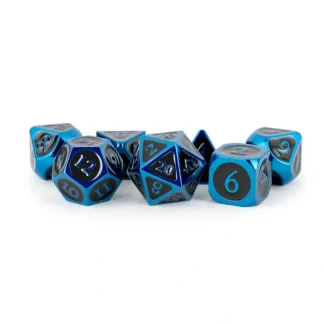 Sale Blue with Black Enamel 16mm Polyhedral Dice Set MET 019 - Miniature Marvels: Airplane Models & Painted Dice Dice