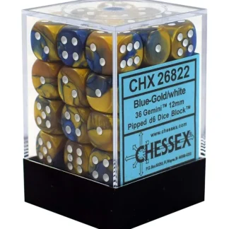 Store Blue-Gold / White: Gemini 36d6 12mm Dice Block CHX 26822 - Miniature Marvels: Airplane Models & Painted Dice Dice