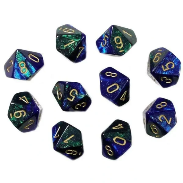 Outlet Blue-Green / Gold: Gemini d10 Dice Set (10's) CHX 26236 - Miniature Marvels: Airplane Models & Painted Dice Dice