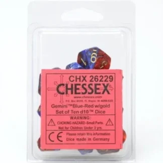 Flash Sale Blue-Red / Gold: Gemini d10 Dice Set (10's) CHX 26229 - Miniature Marvels: Airplane Models & Painted Dice Dice