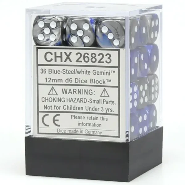 Best Blue-Steel / White: Gemini 36d6 12mm Dice Block CHX 26823 - Miniature Marvels: Airplane Models & Painted Dice Dice