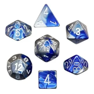 Flash Sale Blue-Steel with White: Gemini Polyhedral Dice Set (7's) CHX 26423 - Miniature Marvels: Airplane Models & Painted Dice Dice